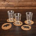 Black Rustic Lodge Tabletop Kitchen Vhc Wyatt Bear Coaster Set Of 6 Jute Nature Print Stenciled Round