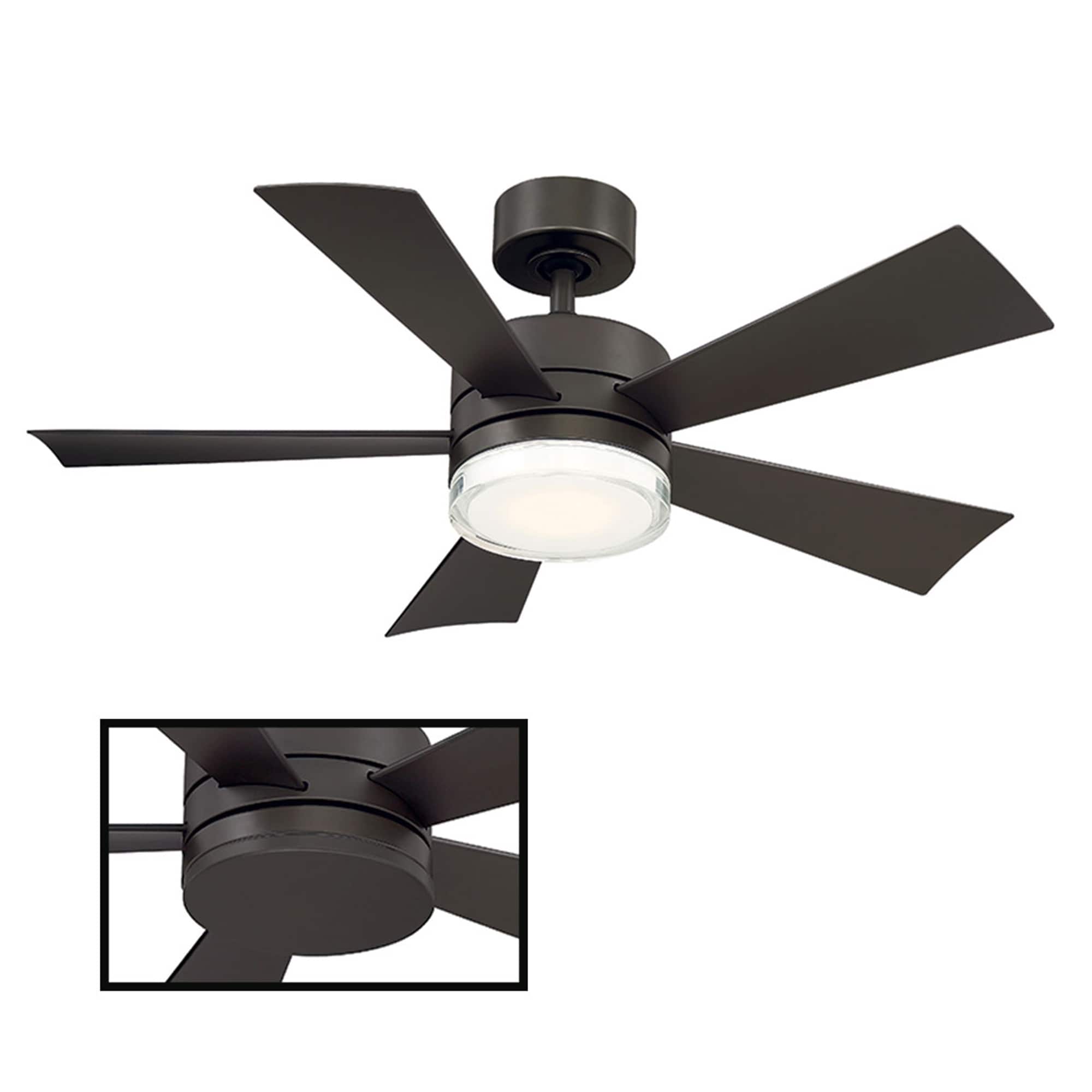 Wynd 42 Inch Five Blade Indoor Outdoor Smart Ceiling Fan With Six Speed Dc Motor And Led Light.