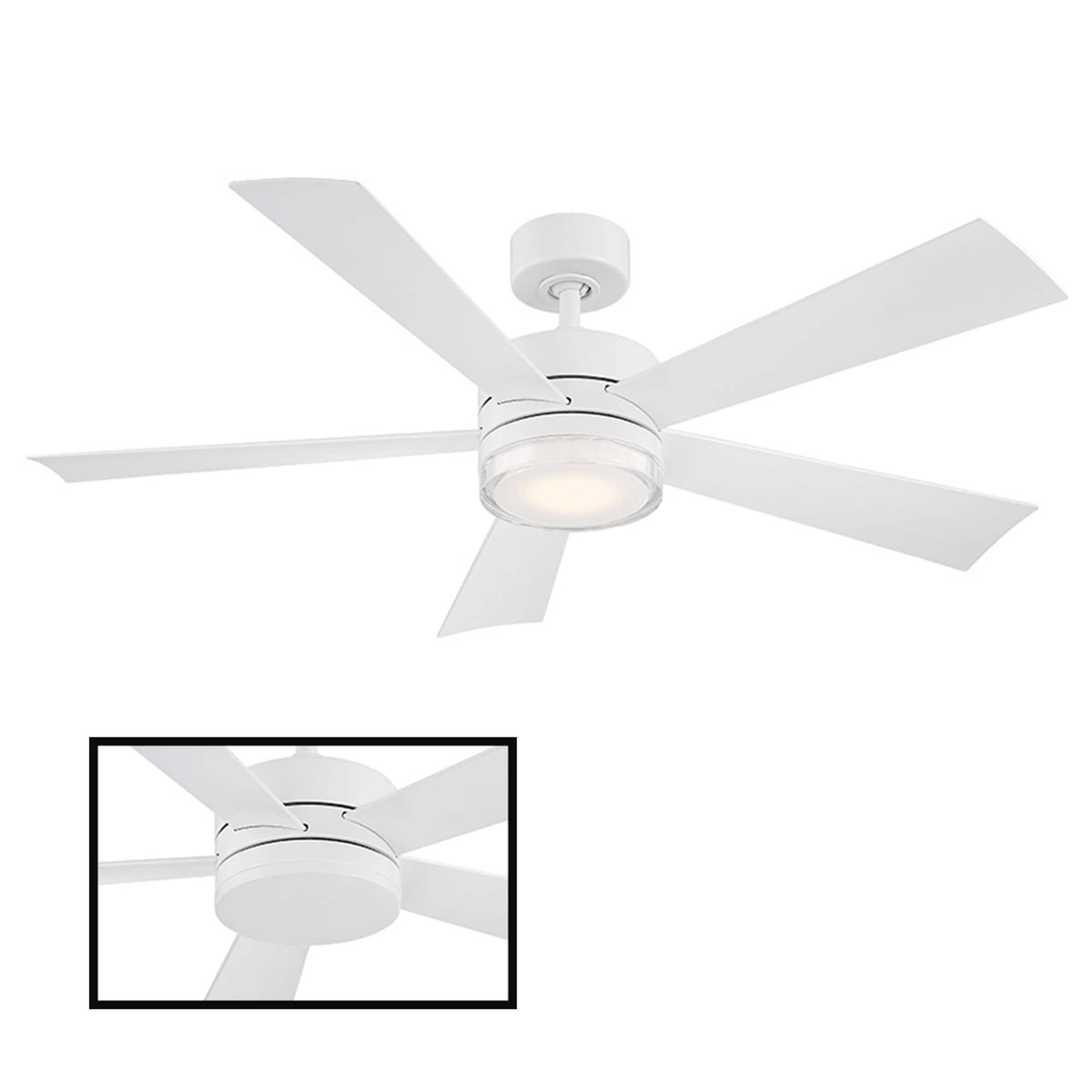 Wynd 52 Inch Five Blade Indoor Outdoor Smart Ceiling Fan With Six Speed Dc Motor And Led Light.
