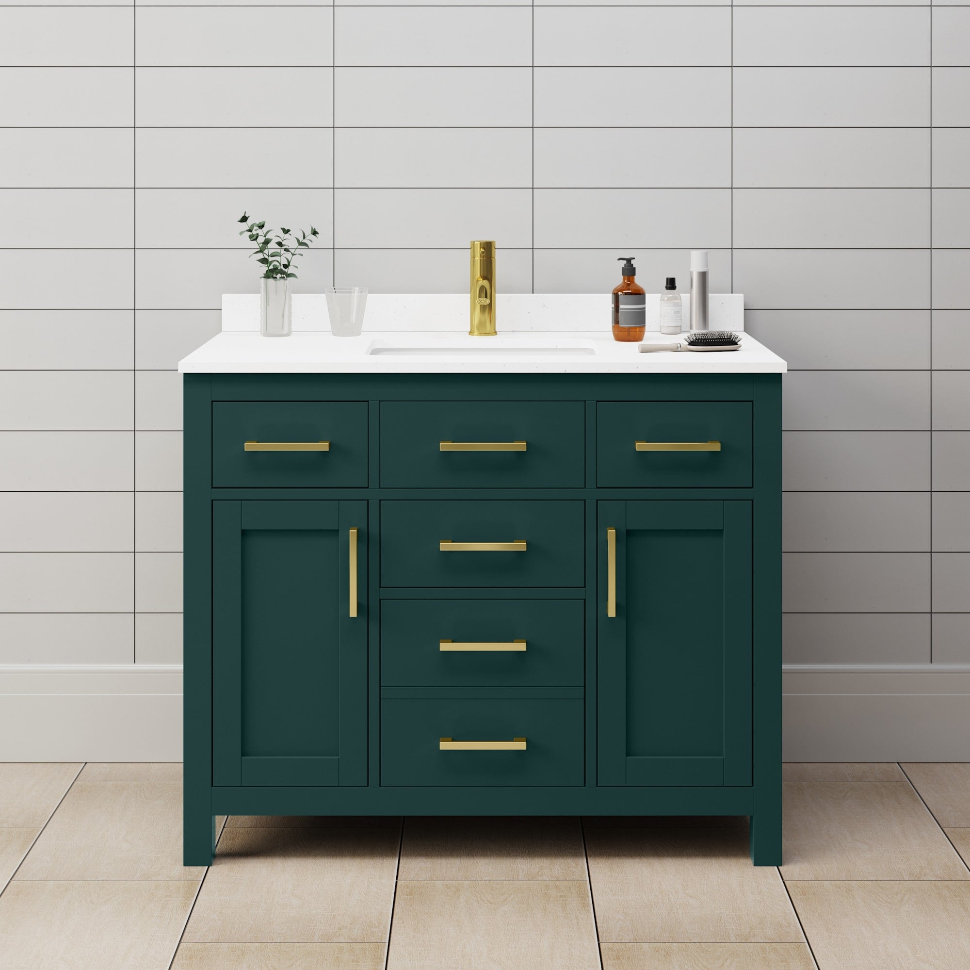 Wyndham Collection Beckett 42 Free Standing Single Basin Vanity Set
