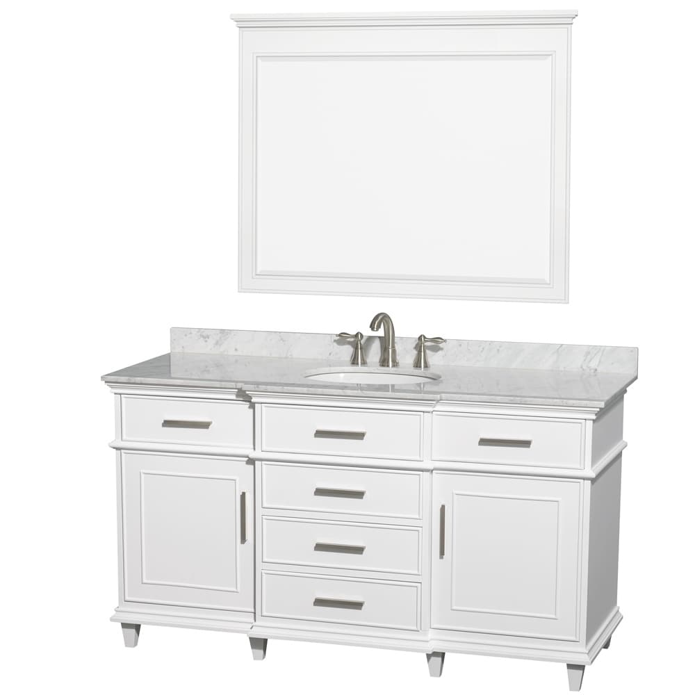 Wyndham Collection Berkeleywhite Carrera 60 Inch Single Bathroom Vanity