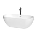Wyndham Collection Brooklyn 67 Inch White Freestanding Soaking Bathtub With Faucet