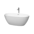Wyndham Collection Juno 59 Inch Matte White Freestanding Soaking Bathtub With Faucet