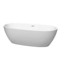 Wyndham Collection Juno 71 Inch Matte White Freestanding Soaking Bathtub