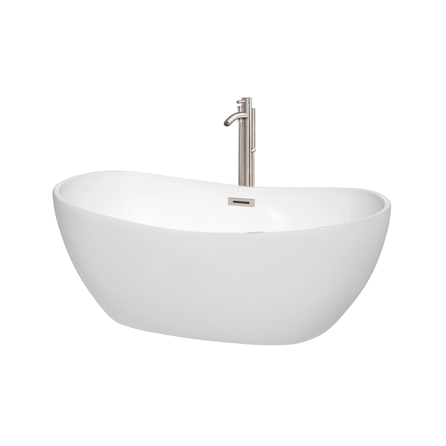 Wyndham Collection Rebecca 60 Inch Freestanding Bathtub With Faucet