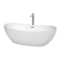 Rebecca 70 Inch Freestanding White Bathtub And Floor Mounted Faucet