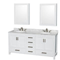Wyndham Collection Sheffield 72 Inch Double White Vanity