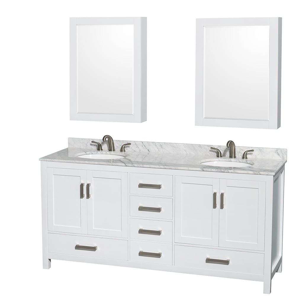 Wyndham Collection Sheffield 72 Inch Double White Vanity