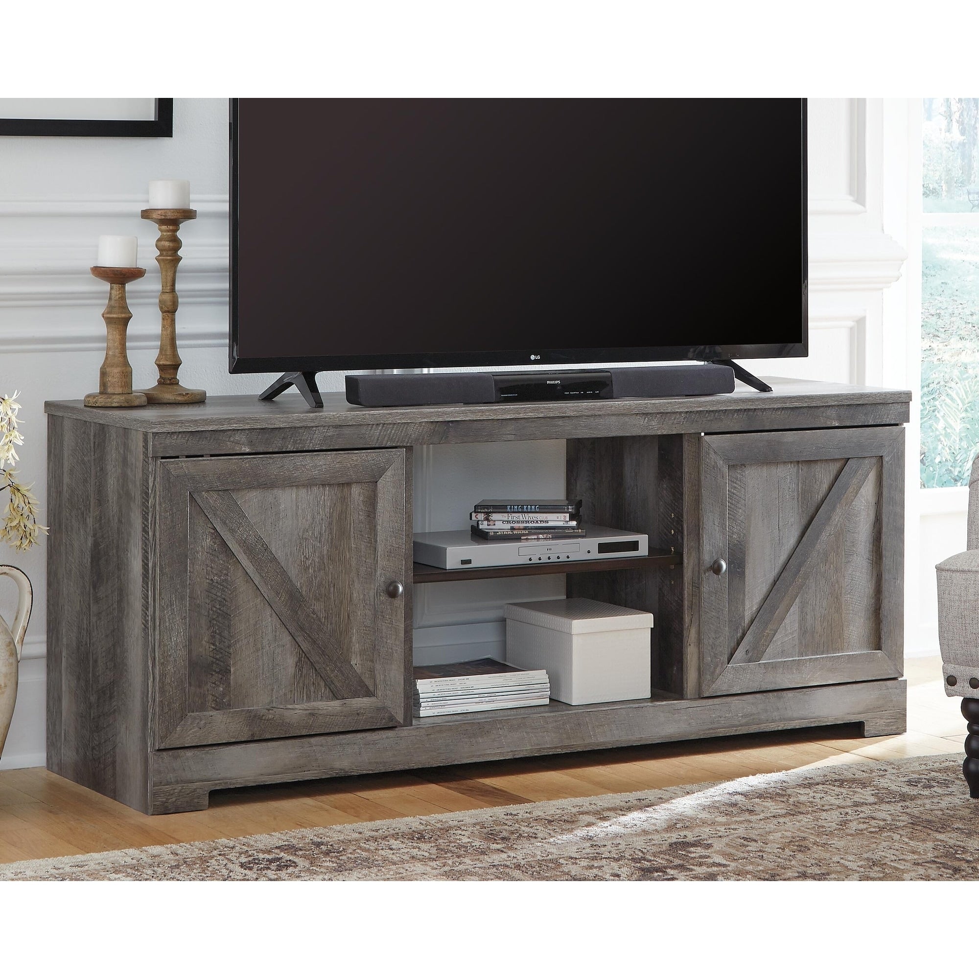 Wynnlow Lg Tv Stand W Fireplace Option Gray