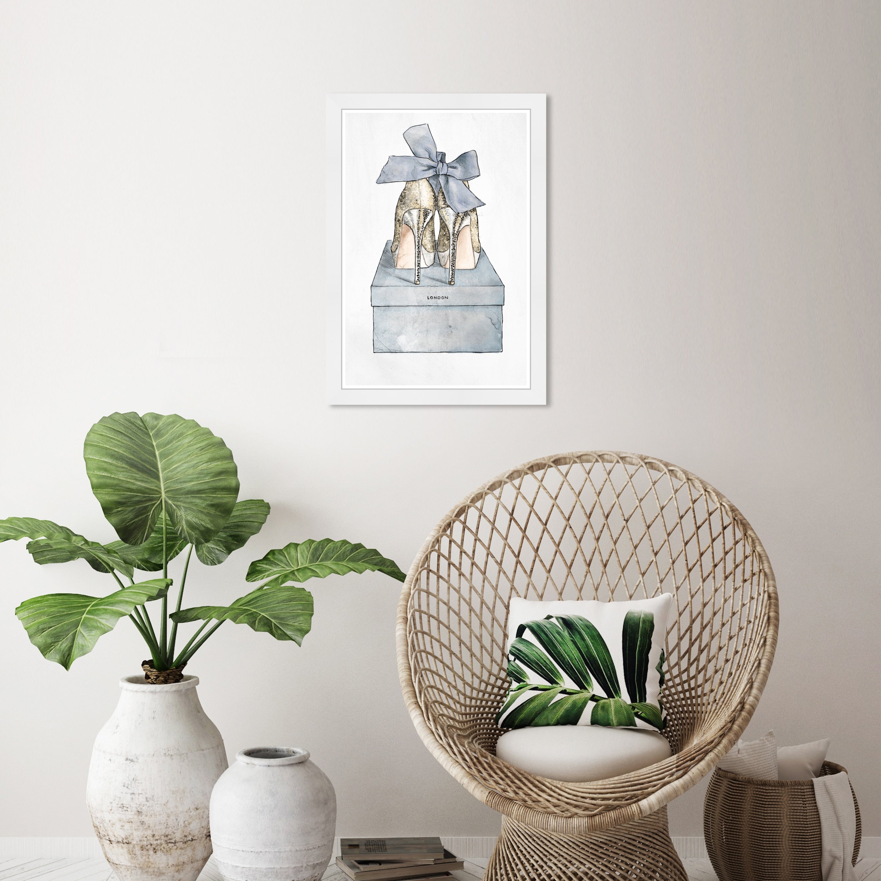 Wynwood Studio Blue Romantic Pair Fashion And Glam Wall Art Framed Print Shoes Blue Gold
