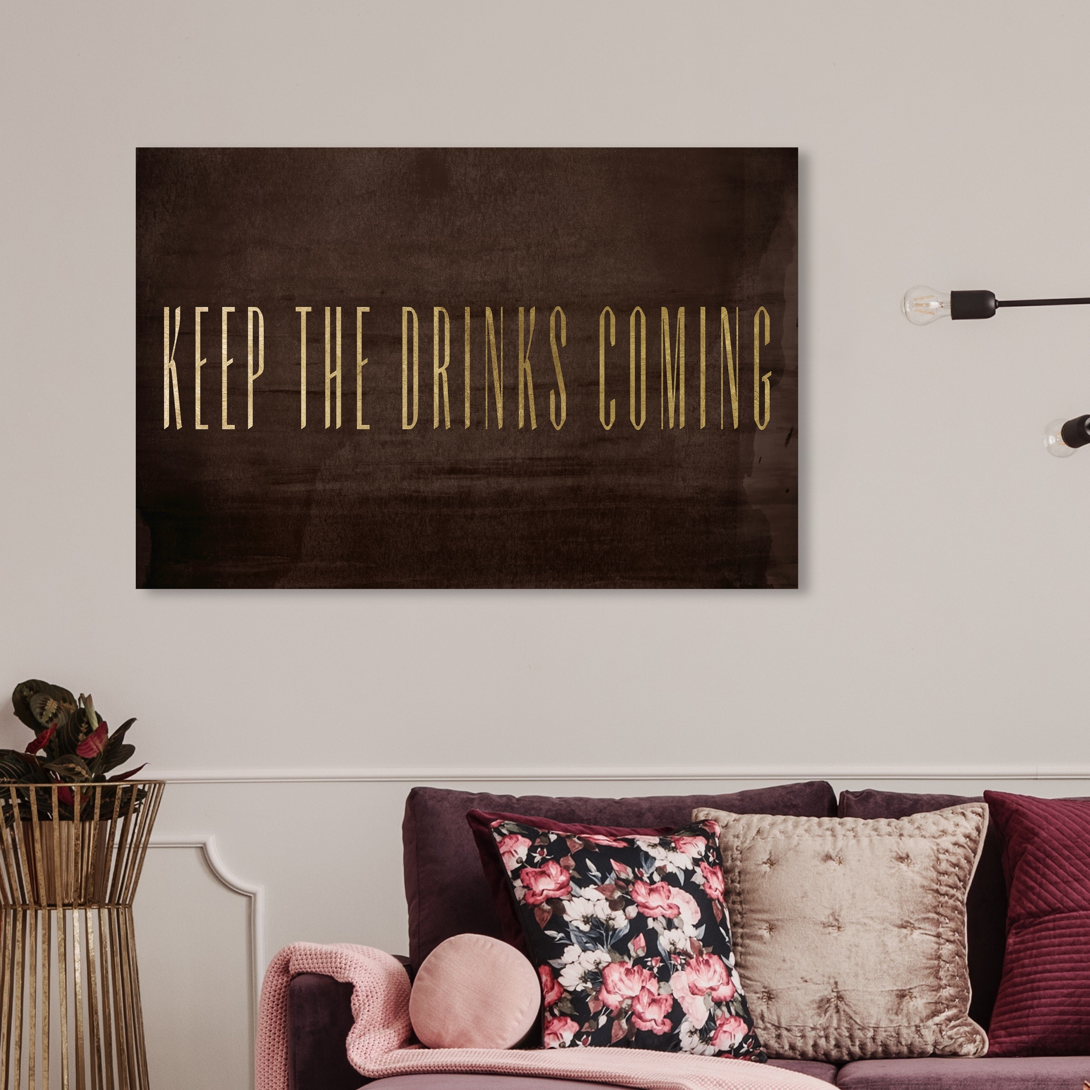 Wynwood Studio Keep The Drinks Coming Drinks And Spirits Wall Art Canvas Print Bar Brown Gold