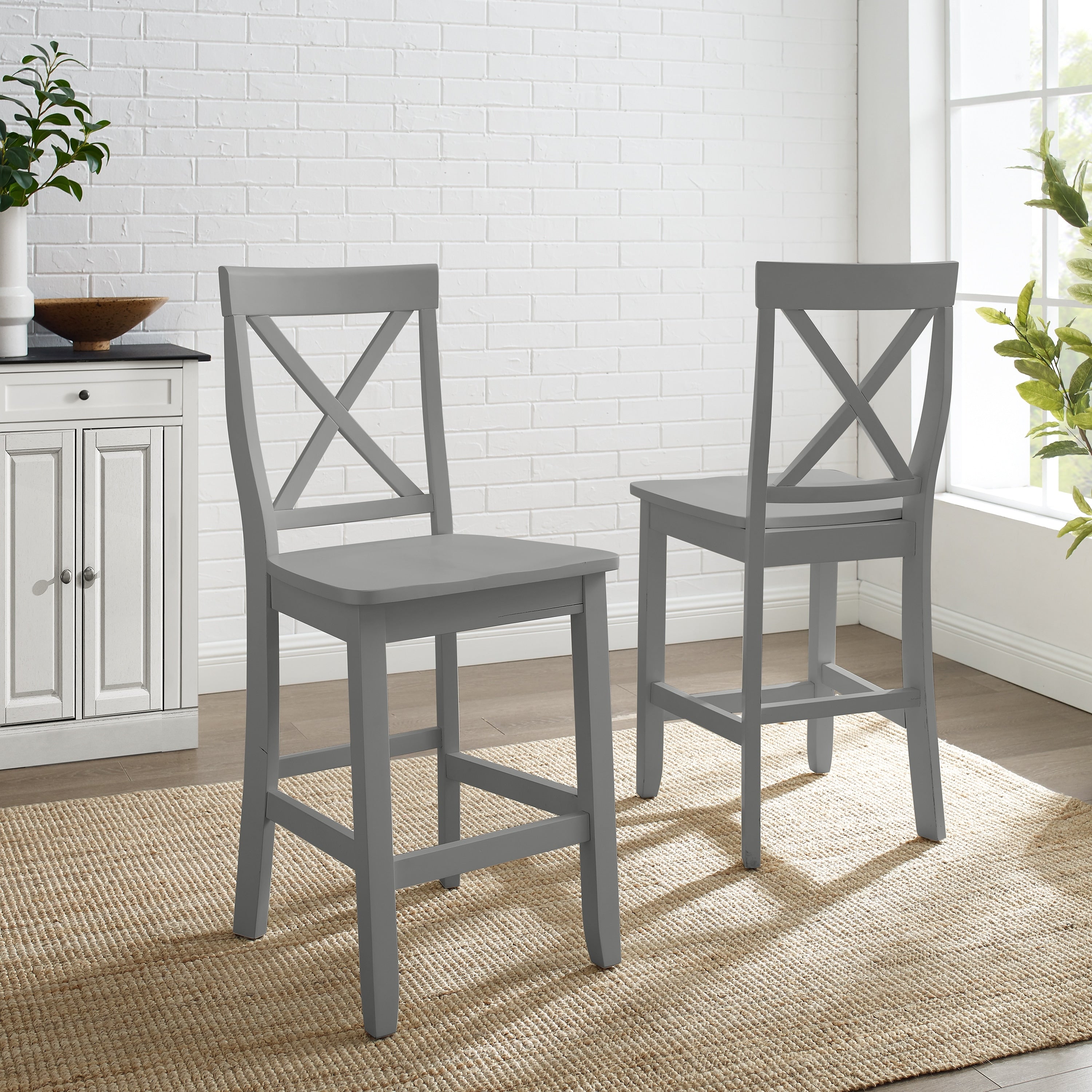 X Back 2Pc Counter Stool Set 21 W X 44 D X 11 H
