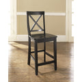 X Back Bar Stool In Black Finish With 24 Inch Seat Height. Set Of Two