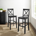 X Back Bar Stool In Black Finish With 30 Inch Seat Height. Set Of Two