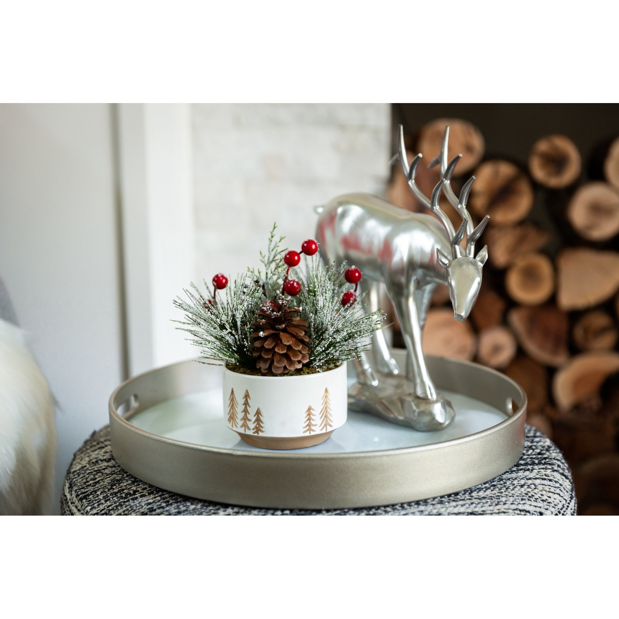 Xmas Mix In 4.25 Ceramic Reverse Tree Pot Sm