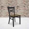 Black X Back Metal Restaurant Chair 16.5 W X 17 D X 32.25 H