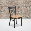 Black X Back Metal Restaurant Chair 16.5 W X 17 D X 32.25 H