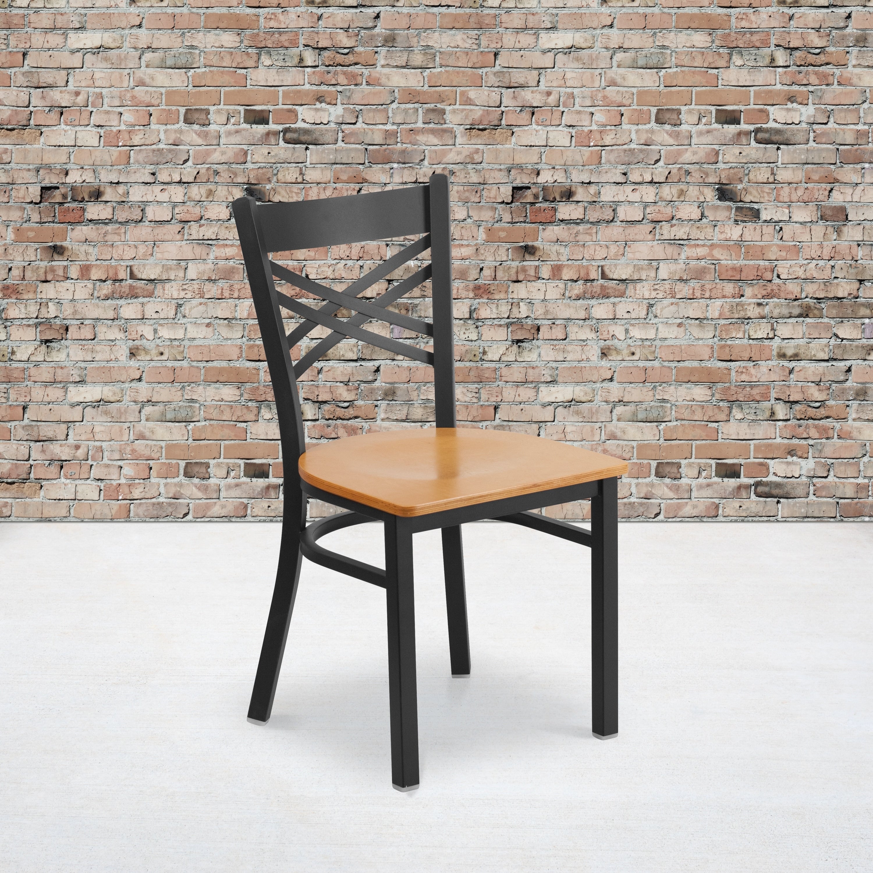 Black X Back Metal Restaurant Chair 16.5 W X 17 D X 32.25 H