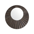 Xavier Dark Brown Reclaimed Wood Round Seashell Wall Mirror By Inspire Q Modern