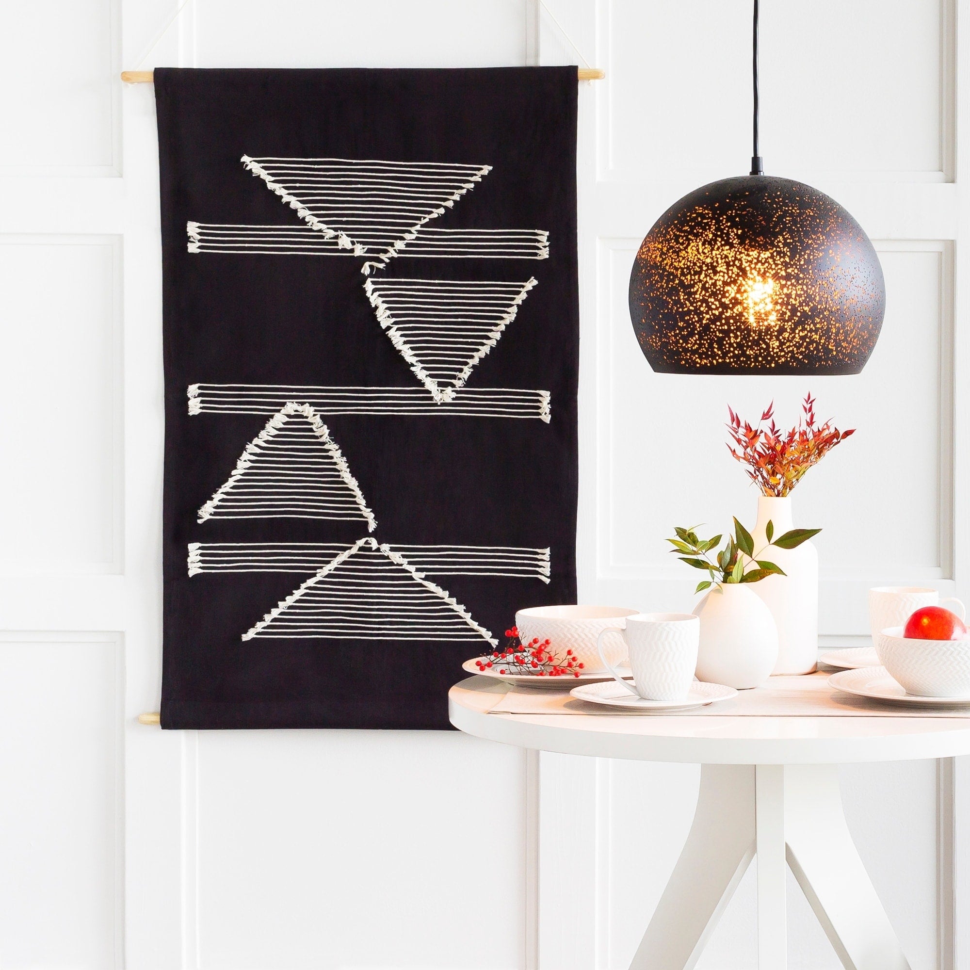 Xavier Hand Embroidered Geometric 23 X 36 Tapestry 24 X 36