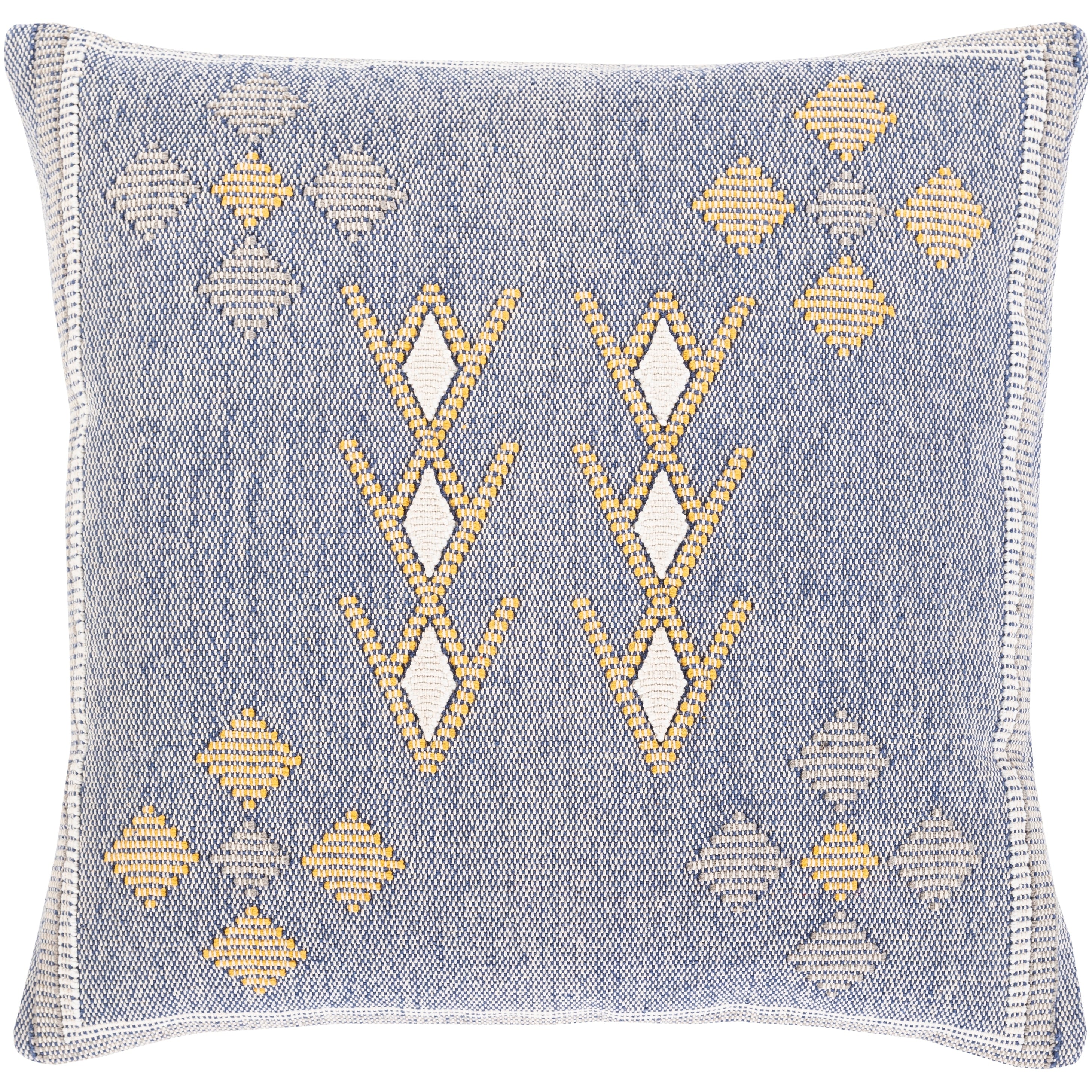 Xenia Hand Woven Denim Blue Boho Throw Pillow