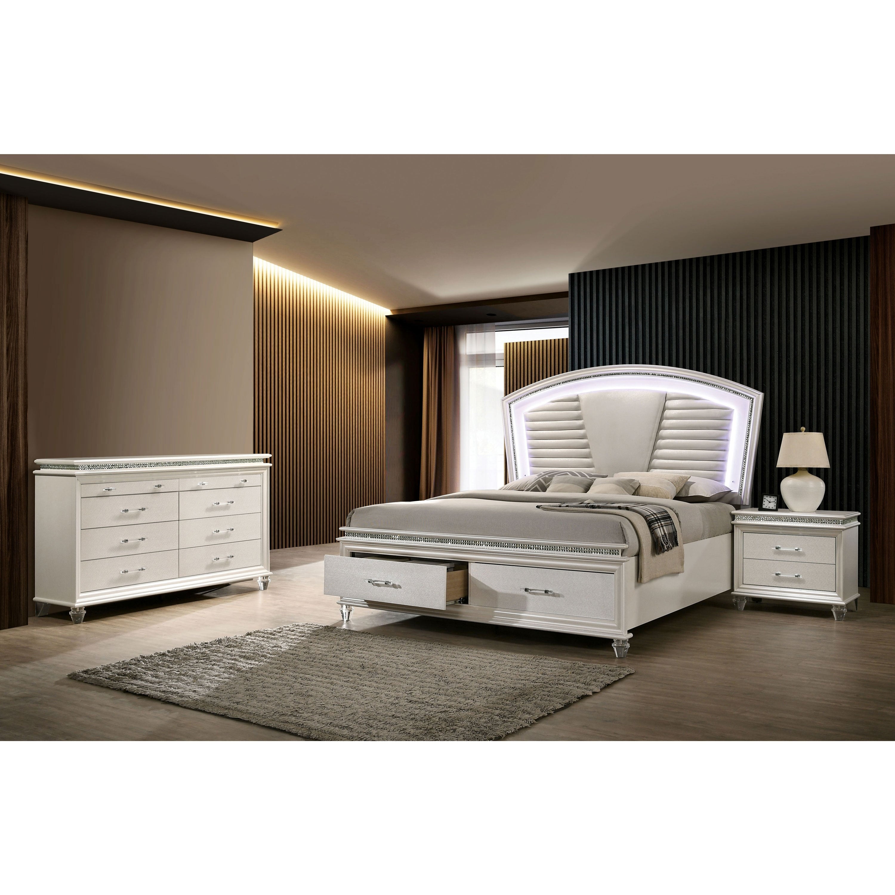 Furniture Of America Xian 3 Piece Bed With Nightstand And Dresser Set