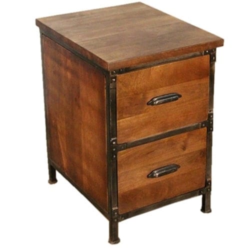 Y Decor Solid Wood 2 Drawer Handmade Rustic Filing Cabinet Side Table Night Stand