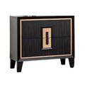 Yada Nightstand 2 Drawers Espresso Brown Solid Wood Gold 27 Inch