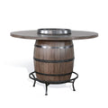 Yael Counter Height Pub Bar Table Wine Barrel Base Lazy Susan Top Brown