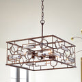 Yahnit 4 Light 17 Inch Square Rustic Iron Pendant