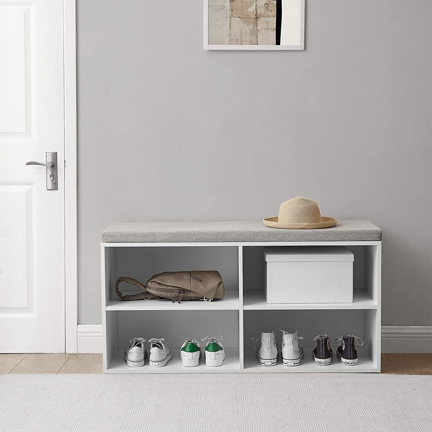 Yak About It Double Seater Storage Bench With Top Cushion White