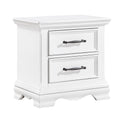 Yal Nightstand 2 Drawers W Black Nickel Bar Handles White Finish