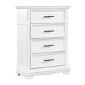 Yal Tall Dresser Chest 4 Drawers W Black Nickel Bar Handles White