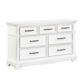 Yal Wide Dresser 7 Drawers W Black Nickel Bar Handles White Finish