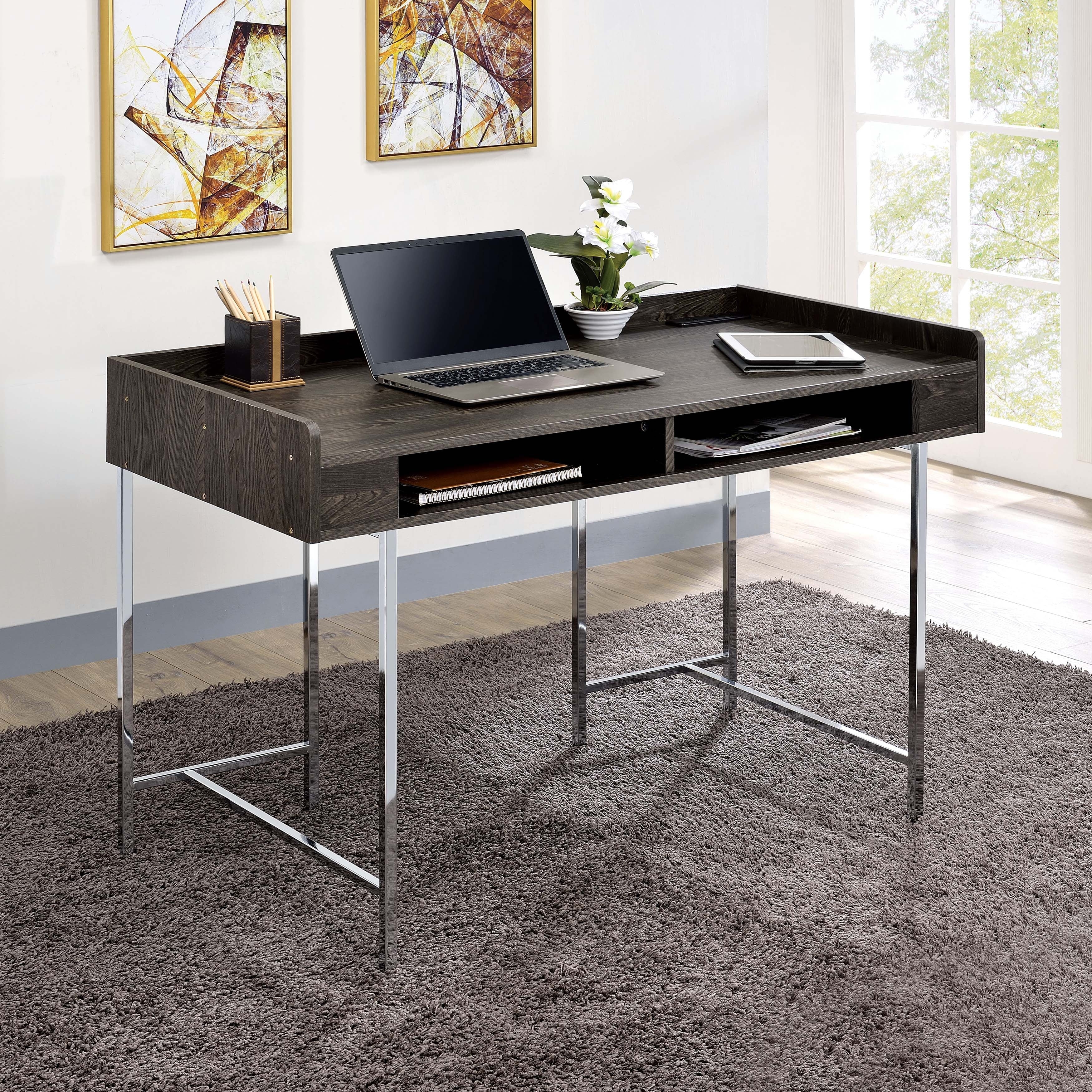 Furniture Of America Yary Transitional Brown Metal Writing Desk