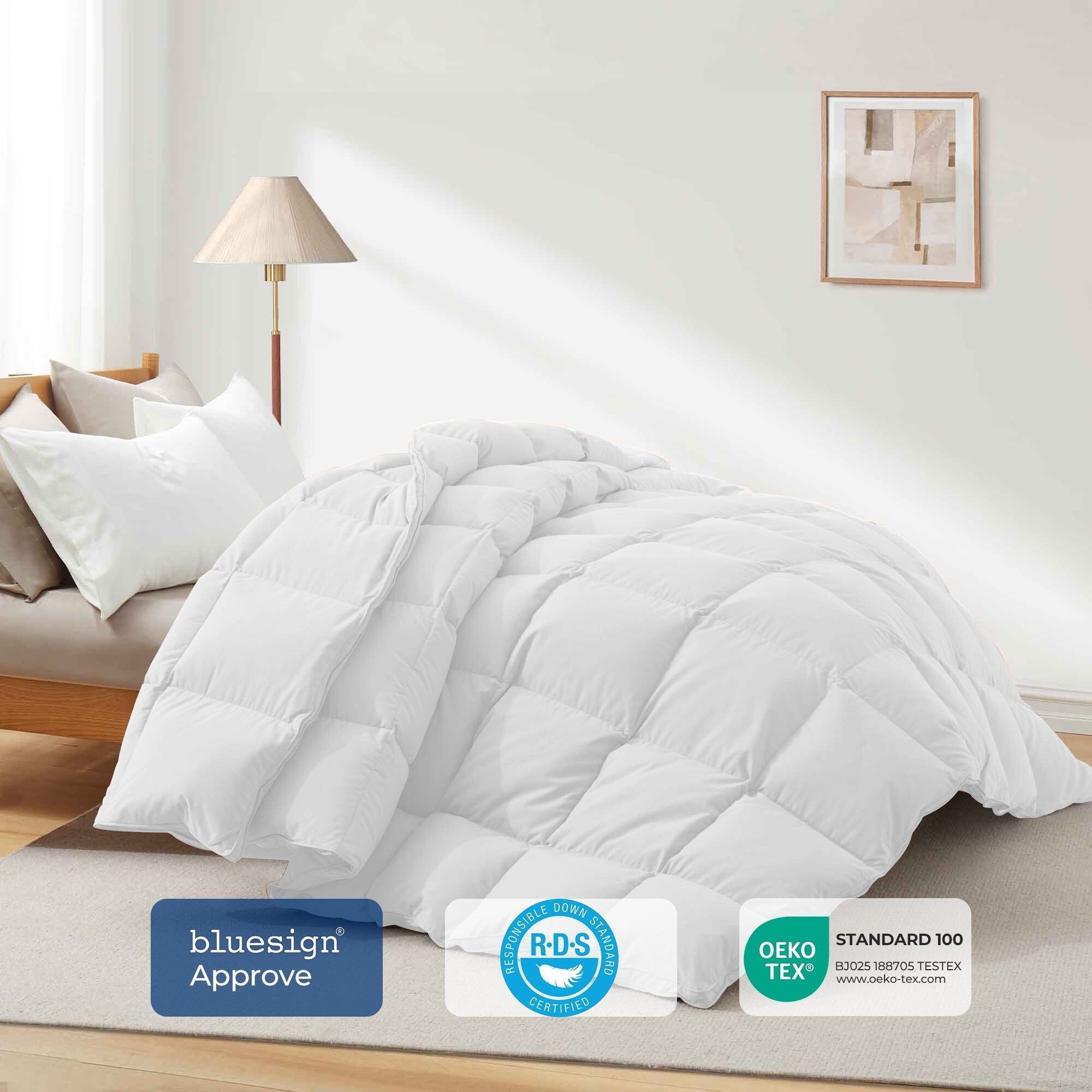 Puredown Premium Lightweight 75 Percent White Goose Down Comforter 700 Thread Count And 600 Fill Power