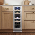 Yeego 11.6 Inch 17 Bottle Wine Cooler Refrigerator Dual Zone French Door Fridge With Adjustable Racks
