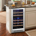 Yeego 14.8 In.28 Bottle Dual Zone Wine Cooler Refrigerator Fridge With Built In Freestanding Design