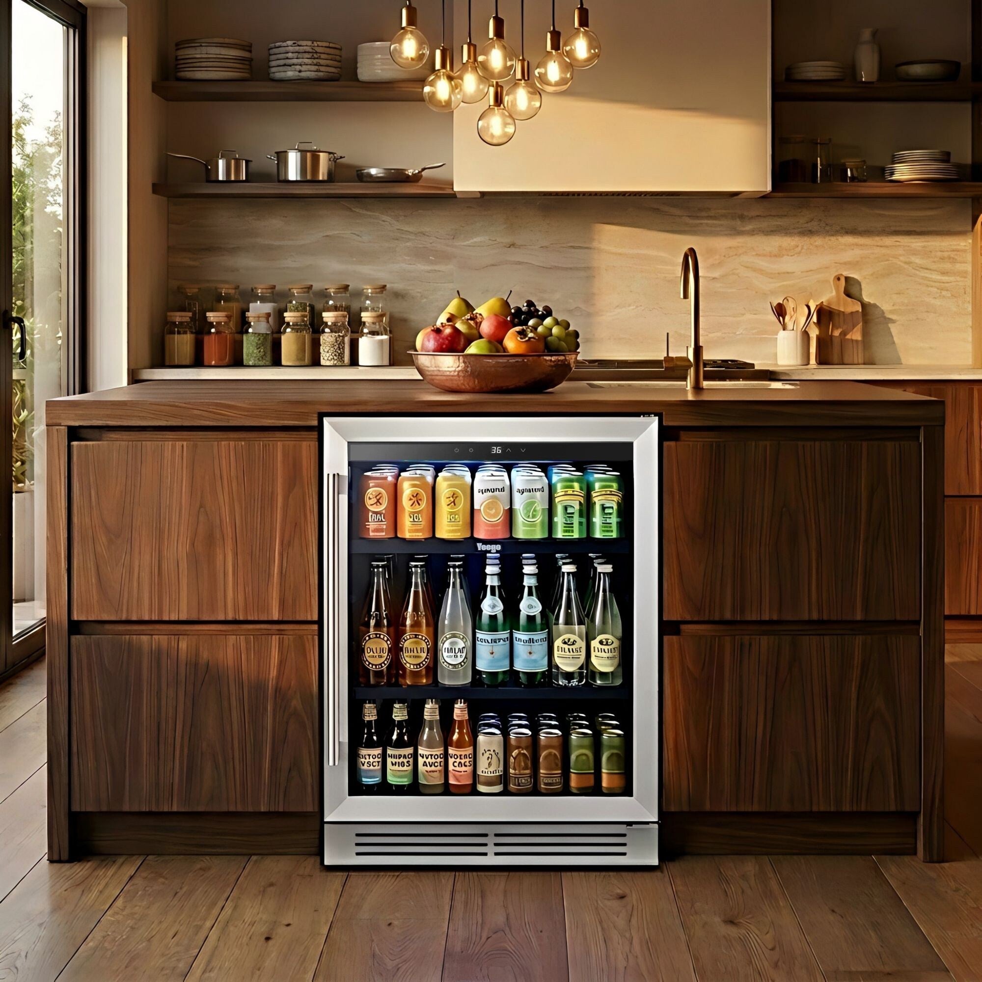 Yeego 23.4 Inch Beverage Cooler 140 Can Can Built In Freestanding Beverage Refrigerator 24 Inch