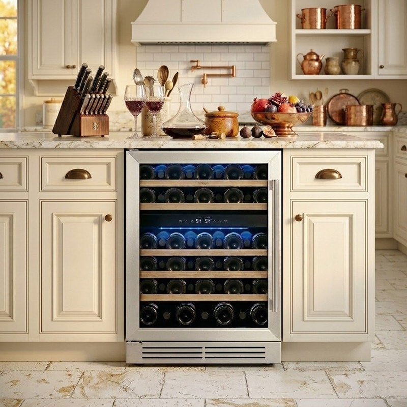 Yeego 23.4 In.52 Bottle Dual Zone Wine Cooler Refrigerator Fridge With Built In Freestanding Design