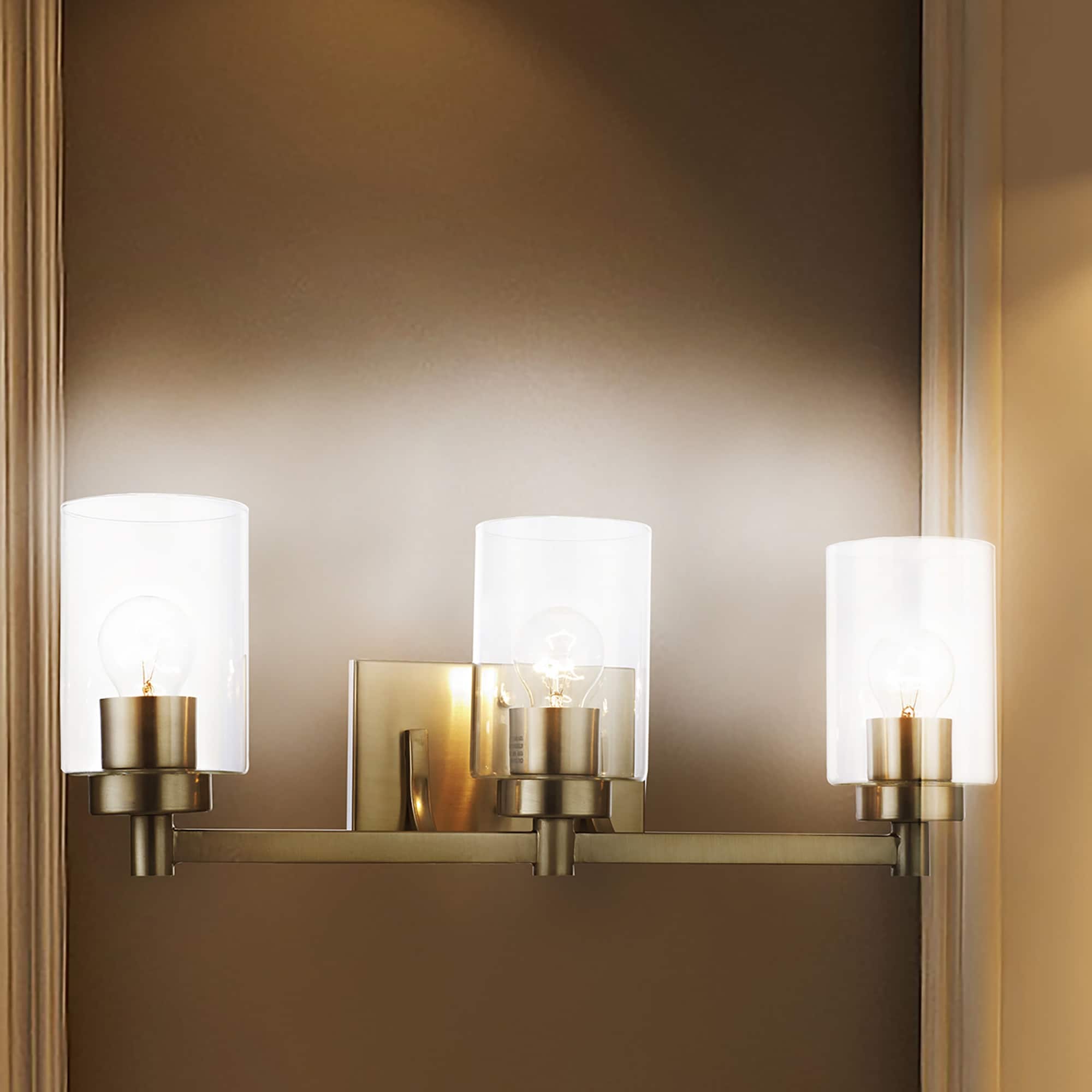 Yelena Brushed Nickel 3 Light Cylinder Glass Shade Wall Sconce
