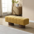 Yellow Chenille No Assembly Dining Ottoman Bench 300 Lbs End Of Bed Entryway Footstool