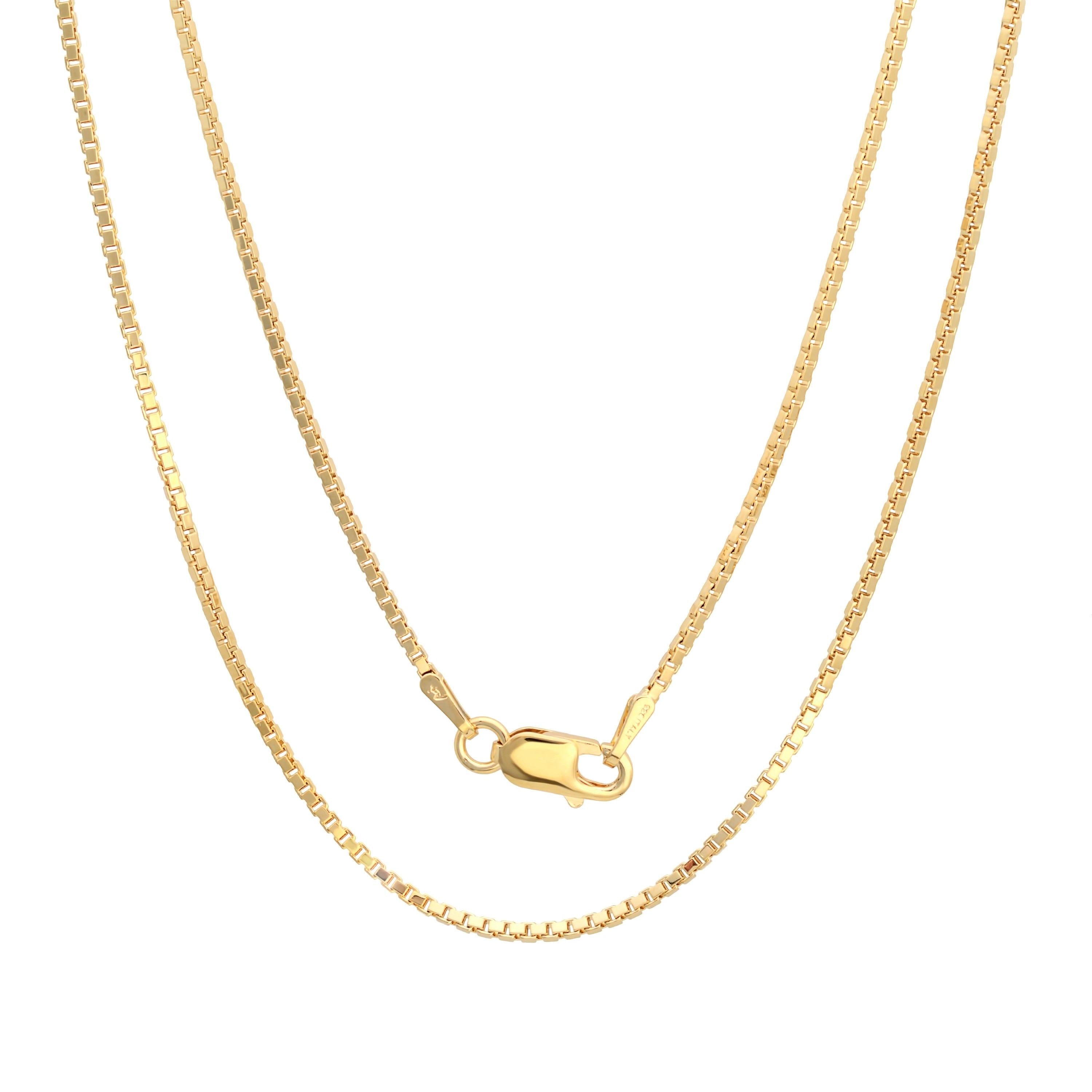 Yellow Gold Plated Silver Italian 1.5 Mm Box Chain 16 30 Inch