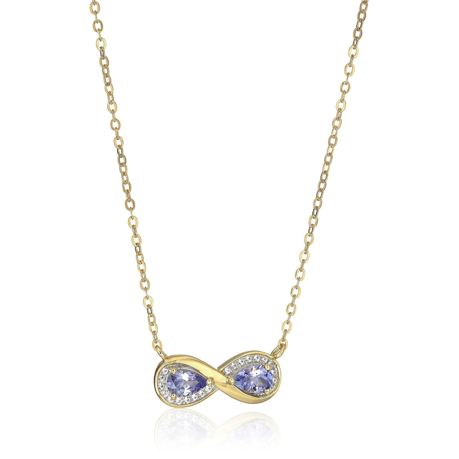 Pinctore Yellow Gold Plated Silver Tanzanite Infinity Pendant Necklace 18 Blue