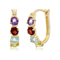 Yellow Gold Plated Silver 2 Cttw Multi Stone Hoop Earrings 1 Blue