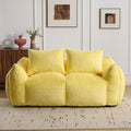 Yellow Simple Bean Bag Couch Loveseat Sofa Couch With 2 Pillows Lounge Sofa Couch For Living Room Bedroom