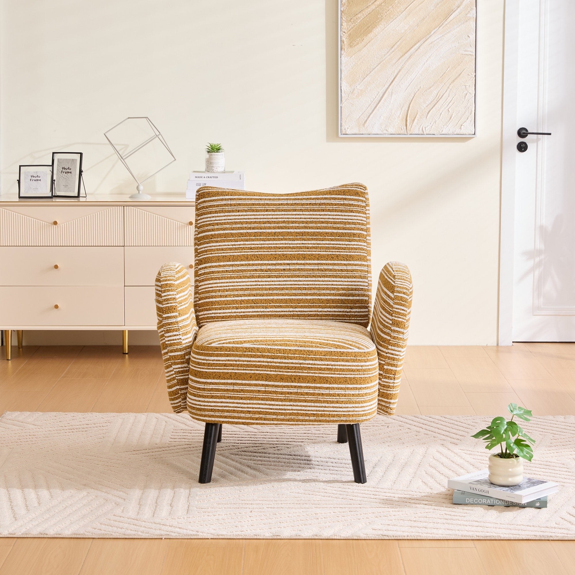 Yellow Vanity Chair Dressing Chair Coffee Chair Distinctive Side Chair Reading Chair Dining Chair With Side Pocket