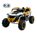 Yellow White Kids Ride On Truck With Remote Control Electric Atv Off Road Toy Car With Openable Doors Music