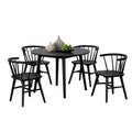 Yely 5Pc Dining Table With 4 Windsor Chairs Set Black Rubberwood