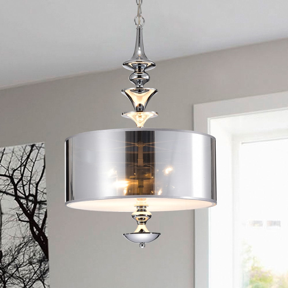 Yemisi 3 Light Chrome Glass 16 Inch Drum Pendant